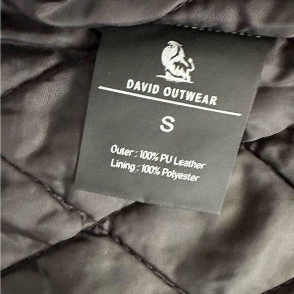 David Outwear Black Quilted PU Leather Bonanza Jacket with Zipper Closure Small - Picture 5 of 7